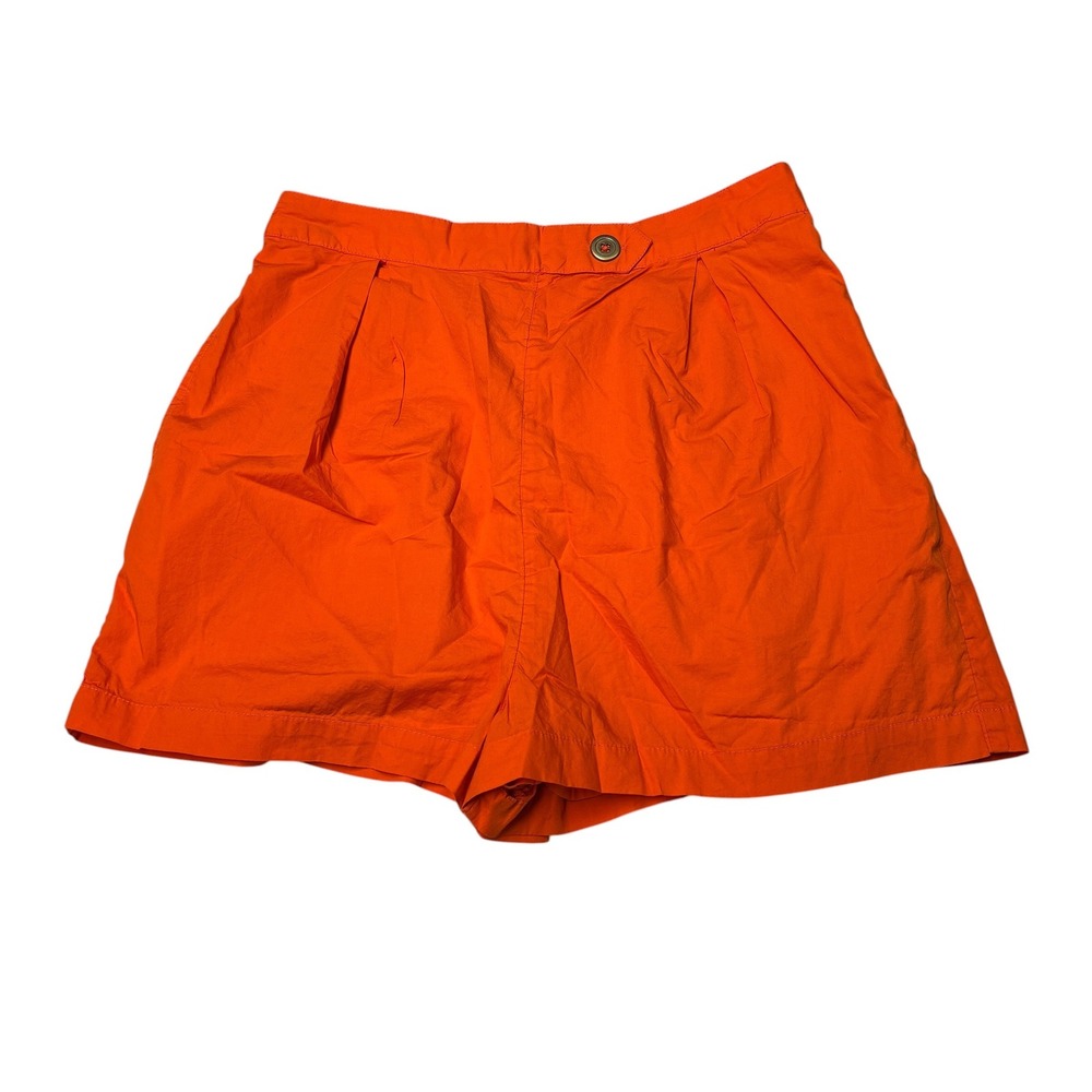 Maeve Anthropologie Orange Pleated High Waisted Cotton Shorts Womens 6 W28 L2